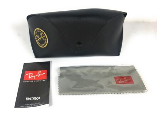 Ray-ban Black Leather Sunglasses Case With Microfiber Cleaning Cloth