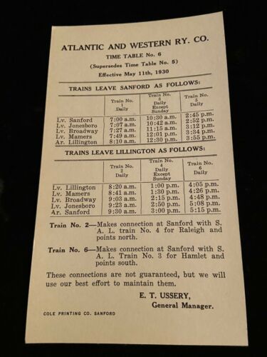 1930 Atlantic And Western Ry. Pocket Tt